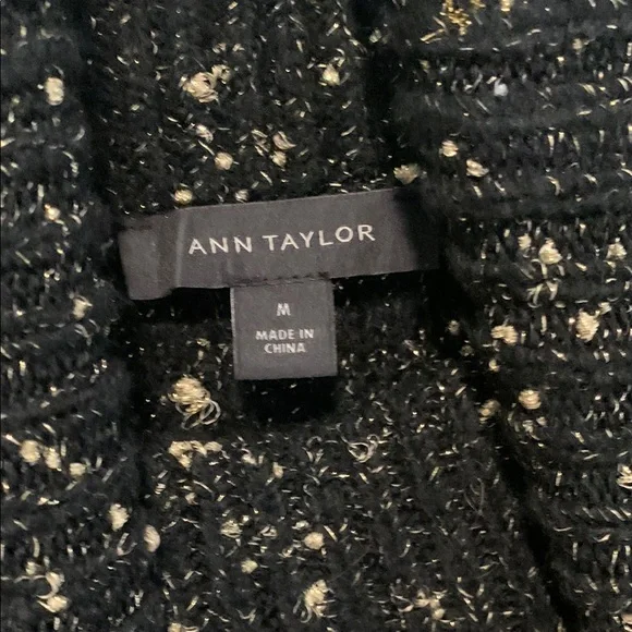 Ann Taylor Black and Gold Speckled Turtleneck Sweater - Picture 3 of 4
